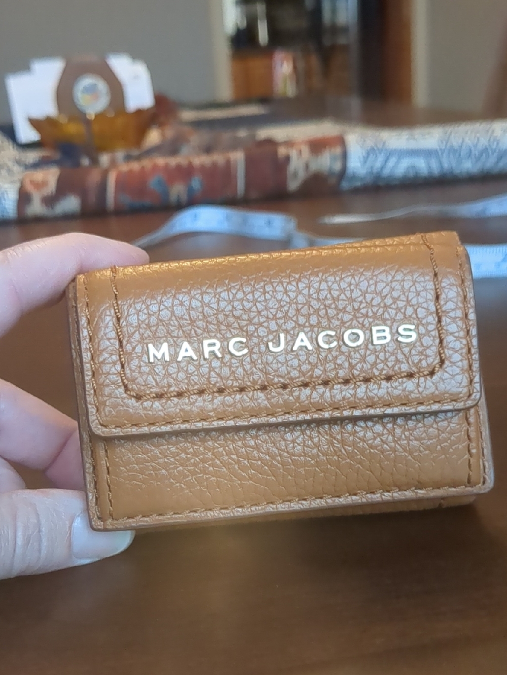Marc Jacobs Tan Pebbled Leather Trifold Wallet